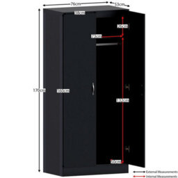 Modern Black Wardrobe Clothes Hanging Rail Storage Cupboard Bedroom Furniture - thumbnail 2