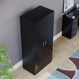 Modern Black Wardrobe Clothes Hanging Rail Storage Cupboard Bedroom Furniture - thumbnail 5