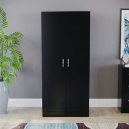 Modern Black Wardrobe Clothes Hanging Rail Storage Cupboard Bedroom Furniture - thumbnail 4
