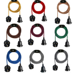 Plug In Pendant Light Fitting Kit E27 Lamp Holder With Switch Suspended Switch 2M Fabric Cable Plug In Dimmer Switch (Blue) - thumbnail 7