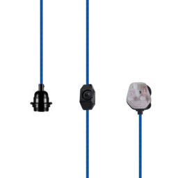 Plug In Pendant Light Fitting Kit E27 Lamp Holder With Switch Suspended Switch 2M Fabric Cable Plug In Dimmer Switch (Blue) - thumbnail 6