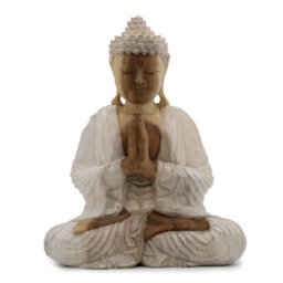 Whitewash Buddha Statue 30Cm - Hand-Carved Bali Art