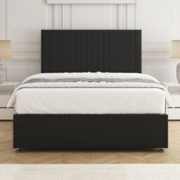 Bsspoke Monaco Divan Bed In Black Plush Velvet With 24Inch Headboard & 4 Drawer No Mattress In Double Small Double King 6Ft - thumbnail 3