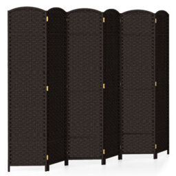 Costway 6-Panel Room Divider 240 X 170 Cm Folding Privacy Screen Wooden Frame Partition Screen - thumbnail 1