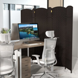 Costway 6-Panel Room Divider 240 X 170 Cm Folding Privacy Screen Wooden Frame Partition Screen - thumbnail 4