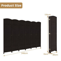 Costway 6-Panel Room Divider 240 X 170 Cm Folding Privacy Screen Wooden Frame Partition Screen - thumbnail 2