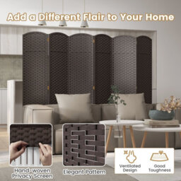 Costway 6-Panel Room Divider 240 X 170 Cm Folding Privacy Screen Wooden Frame Partition Screen - thumbnail 8