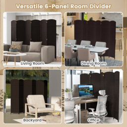 Costway 6-Panel Room Divider 240 X 170 Cm Folding Privacy Screen Wooden Frame Partition Screen - thumbnail 9