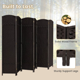Costway 6-Panel Room Divider 240 X 170 Cm Folding Privacy Screen Wooden Frame Partition Screen - thumbnail 7