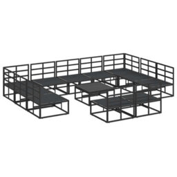 Berkfield Garden Sofa Set With Cushion 12 Pcs Black Aluminium - thumbnail 8