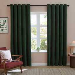 furn. Furn Soft Chenille Blackout Eyelet Curtain Pair, Bottle, (W) 117 X (D) 137Cm - thumbnail 2