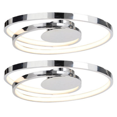 First Choice Lighting Set Of 2 Polished Chrome Led Swirl Flush Fittings - image 1
