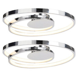 First Choice Lighting Set Of 2 Polished Chrome Led Swirl Flush Fittings - thumbnail 1