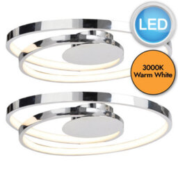 First Choice Lighting Set Of 2 Polished Chrome Led Swirl Flush Fittings - thumbnail 2