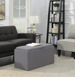 Aspect Furniture Carey Storage Bench With 2 Side Ottomans,grey Linen - thumbnail 5