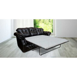 Chesterfield 3 Seater Sofabed Crystal Black Leather Custom Made In Era Style