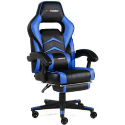 Gtforce Turbo Reclining Sports Racing Gaming Office Desk Pc Car Faux Leather Chair (Blue) - thumbnail 1