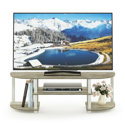 Walplus Furinno Turn-S-Tube Wide Tv Entertainment Center, Sonoma Oak/white - image 1