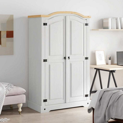 Berkfield Rustic Wardrobe Mexican Pine Corona Range 2 Doors White - image 1