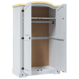 Berkfield Rustic Wardrobe Mexican Pine Corona Range 2 Doors White - thumbnail 6
