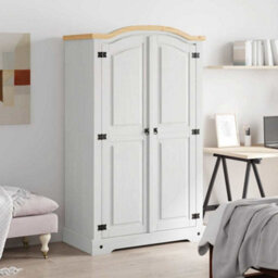 Berkfield Rustic Wardrobe Mexican Pine Corona Range 2 Doors White - thumbnail 1