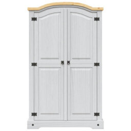 Berkfield Rustic Wardrobe Mexican Pine Corona Range 2 Doors White - thumbnail 3