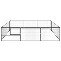 Berkfield Durable Dog Kennel Black 15 M2 Steel - thumbnail 3