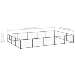Berkfield Durable Dog Kennel Black 15 M2 Steel - thumbnail 6
