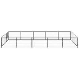 Berkfield Durable Dog Kennel Black 15 M2 Steel - thumbnail 1