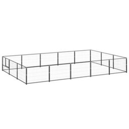 Berkfield Durable Dog Kennel Black 15 M2 Steel - thumbnail 2
