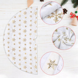 Neel Blue 100Cm White Christmas Tree Skirt With Snowflake Design - Gold Embroidered Sequin - thumbnail 2