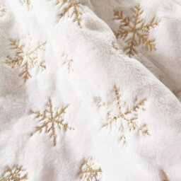 Neel Blue 100Cm White Christmas Tree Skirt With Snowflake Design - Gold Embroidered Sequin - thumbnail 7