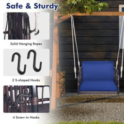 Costway Patio Porch Swing Chair Outdoor Single Person Hanging Seat W/ Cushion - thumbnail 8