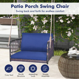 Costway Patio Porch Swing Chair Outdoor Single Person Hanging Seat W/ Cushion - thumbnail 6