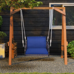 Costway Patio Porch Swing Chair Outdoor Single Person Hanging Seat W/ Cushion - thumbnail 3