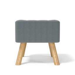 Living And Home Grey Linen Upholstered Footstool Footrest With Padded Wooden Legs W 395 X D 395 X H 400 mm - thumbnail 4
