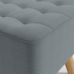 Living And Home Grey Linen Upholstered Footstool Footrest With Padded Wooden Legs W 395 X D 395 X H 400 mm - thumbnail 6