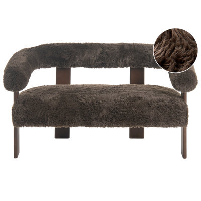 Beliani Sofa 2 Seater Ilbro Faux Fur Dark Brown - image 1