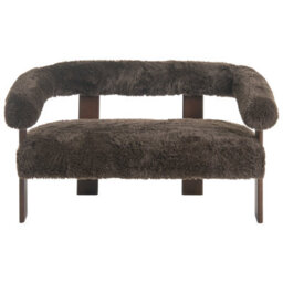Beliani Sofa 2 Seater Ilbro Faux Fur Dark Brown - thumbnail 4