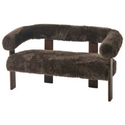 Beliani Sofa 2 Seater Ilbro Faux Fur Dark Brown - thumbnail 5