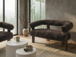 Beliani Sofa 2 Seater Ilbro Faux Fur Dark Brown - thumbnail 2