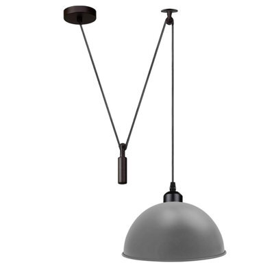 Ledsone Industrial Grey Dome Pendant Light One Head Spider Design 30Cm Barn Slotted Shade Adjustable Lamp For Kitchen Island - image 1