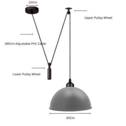 Ledsone Industrial Grey Dome Pendant Light One Head Spider Design 30Cm Barn Slotted Shade Adjustable Lamp For Kitchen Island - thumbnail 2