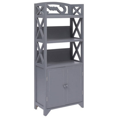 Berkfield Bathroom Cabinet Grey 46X24X116 Cm Paulownia Wood - image 1