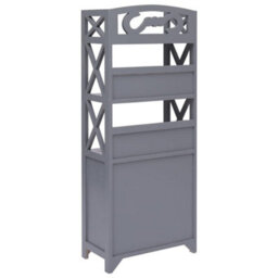 Berkfield Bathroom Cabinet Grey 46X24X116 Cm Paulownia Wood - thumbnail 4