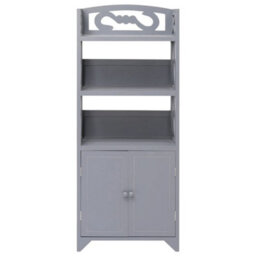 Berkfield Bathroom Cabinet Grey 46X24X116 Cm Paulownia Wood - thumbnail 2