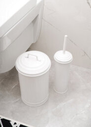Rozi White Waste Bin & Toilet Brush Set - thumbnail 3