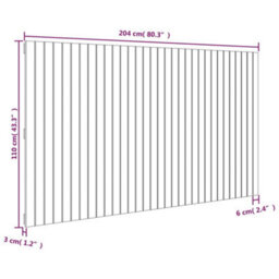 Berkfield Wall Headboard Grey 204X3X110 Cm Solid Wood Pine - thumbnail 8