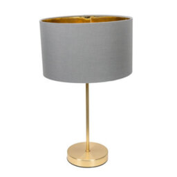 Valuelights Charles Gold Table Lamp With Metallic & Grey Shade And Bulb - thumbnail 3