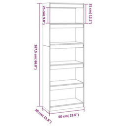 Vidaxl Book Cabinet/room Divider 60X30X167.5 Cm Solid Wood Pine Book Cabinets - thumbnail 8